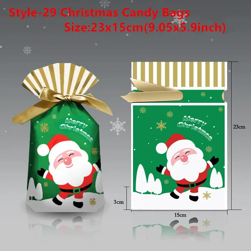 20/50-Pack Christmas Plastic Santa Gift Bags – Candy Packaging & Xmas Party Favor Bags