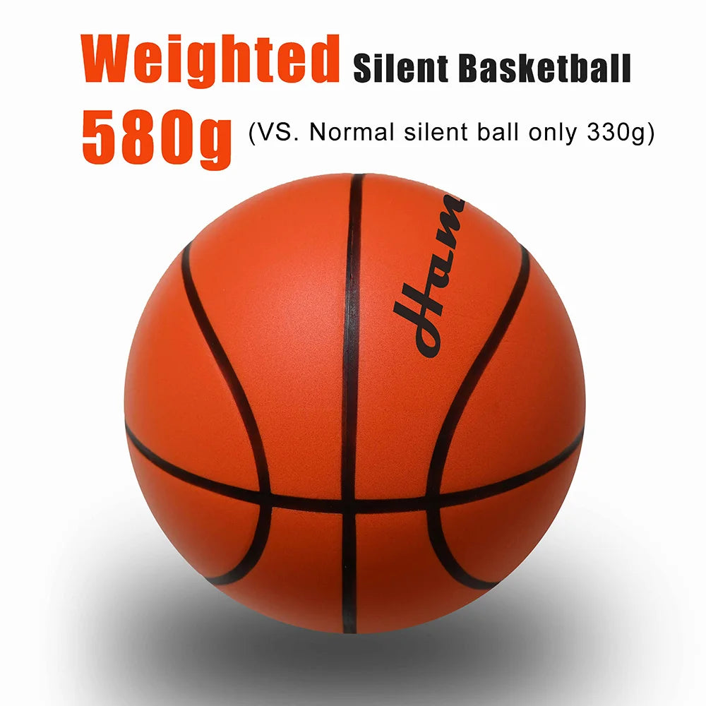 Silent Indoor Basketball Size 7 (29.5 in / 75 cm) PU Foam Airless 580 g Quiet Dribble