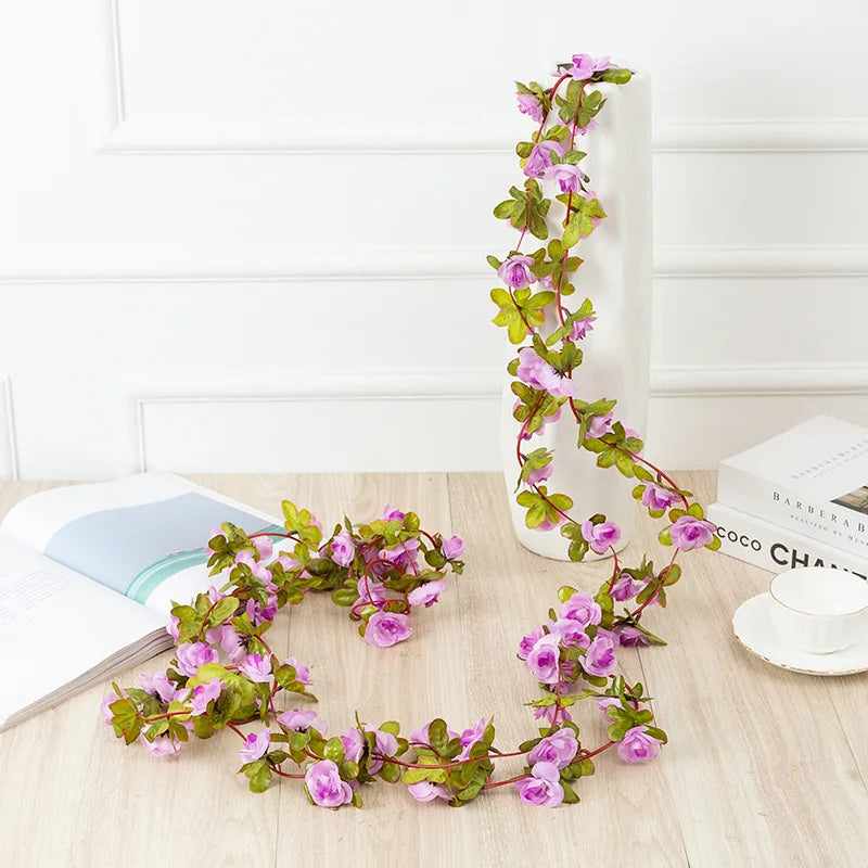 250 cm (98.4 in) Rose Artificial Flower Garland – Faux Rose Vine for Wedding, Christmas, Home & Garden Arch Decor