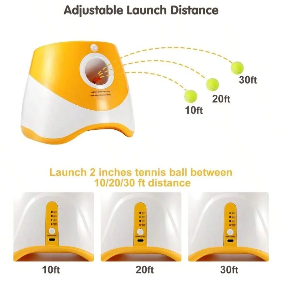 Automatic Dog Ball Launcher – Rechargeable USB Interactive Tennis Thrower, 5.8 cm Balls for Medium & Large Dogs