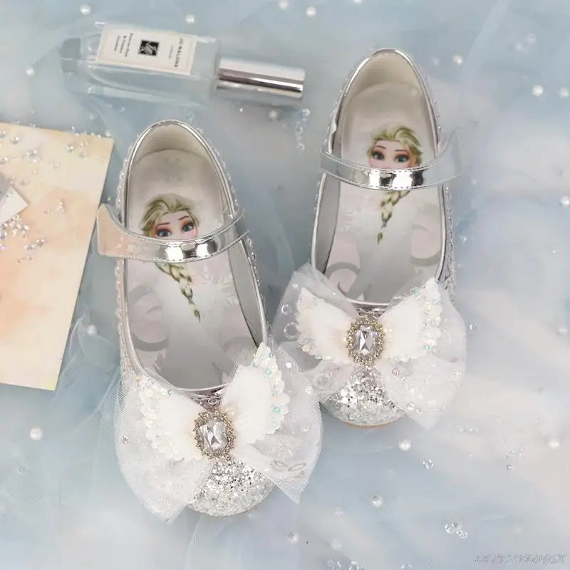 Girls Princess Crystal Flower Soft-Bottom Baby Shoes - PU Leather Flat Toddler Shoes