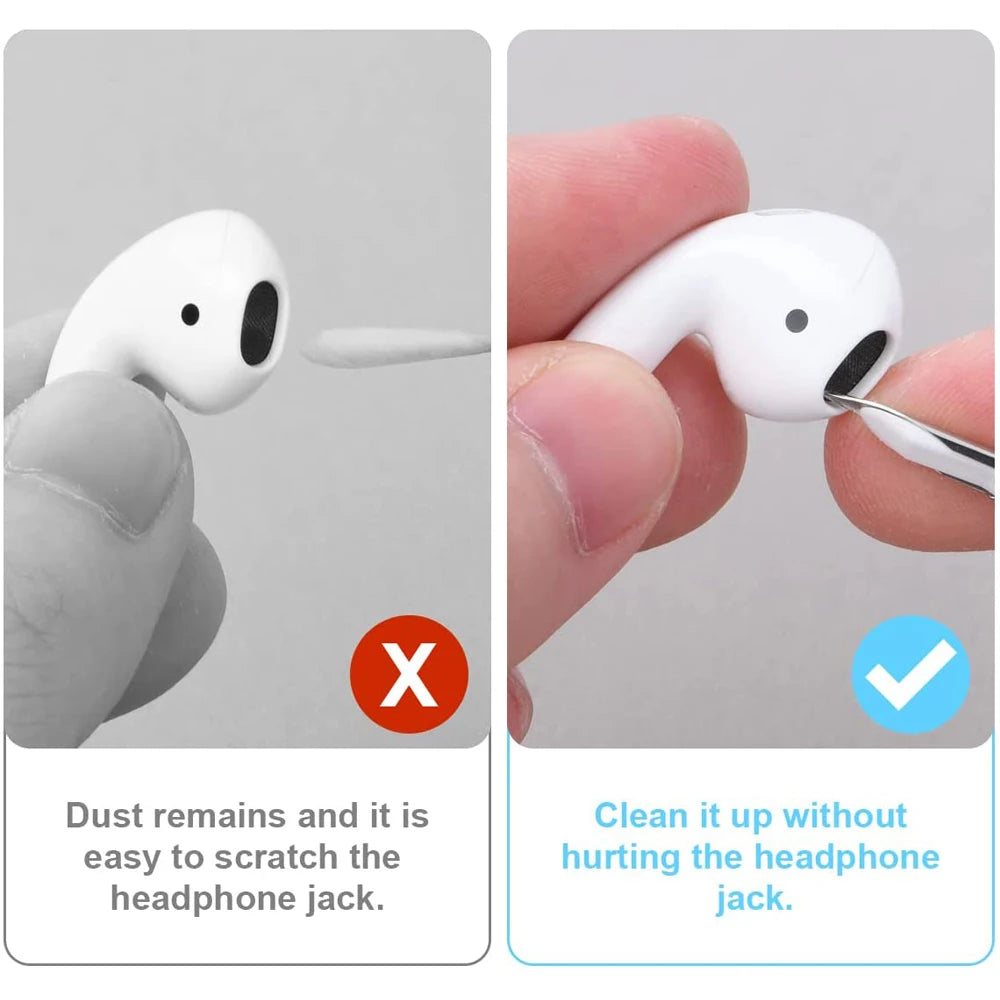 3-in-1 Earbud Cleaning Pen Kit – Wireless Earbuds Case & Charging Port Cleaner with Microfiber Brush