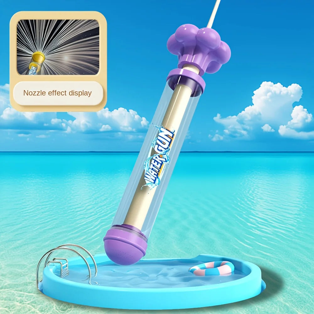 Pusher-Style Water Jet Spray Toy Firework Splash Pool Sprinkler for Kids (Yellow/Blue/Purple/Pink)