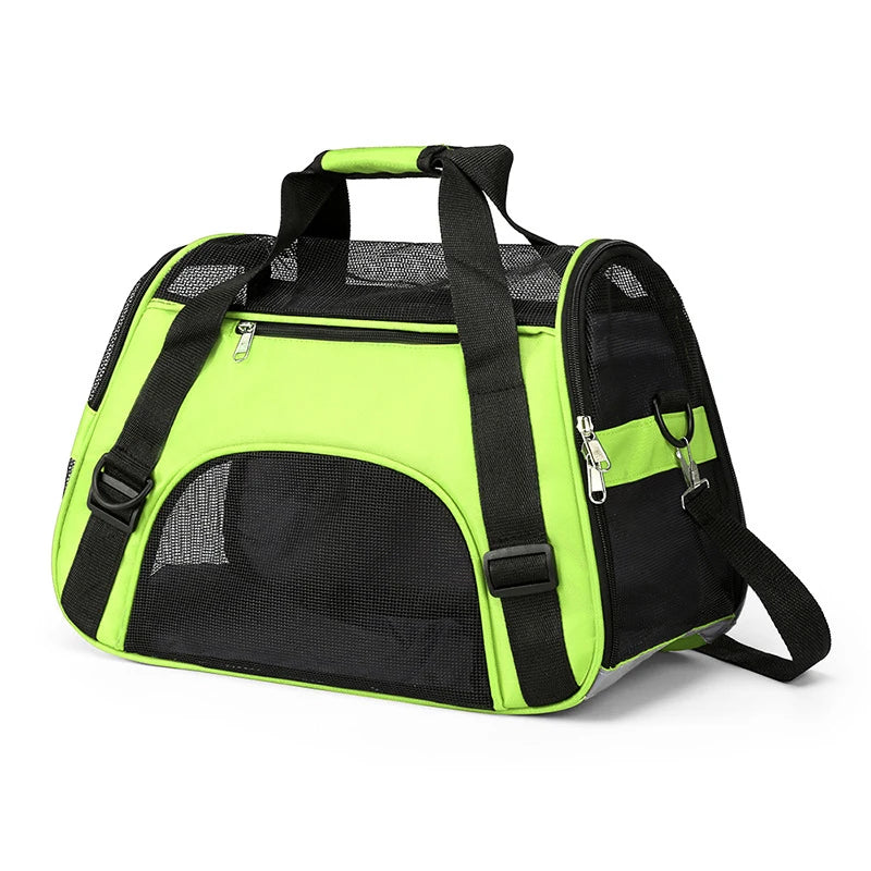 Portable Mesh Pet Carrier – Breathable Foldable Travel Handbag for Cats & Small Dogs