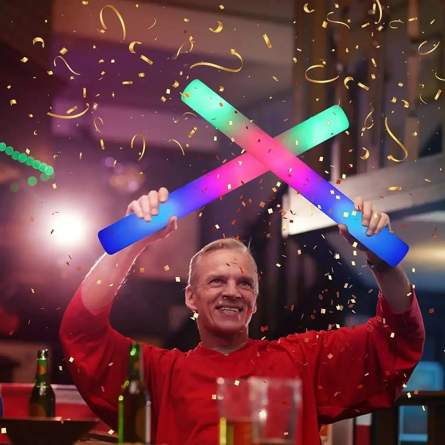 LED Glow Foam Sticks - Pack of 1/10/20/30/50 RGB Light-Up Cheer Tubes for Concerts, Parties & Weddings