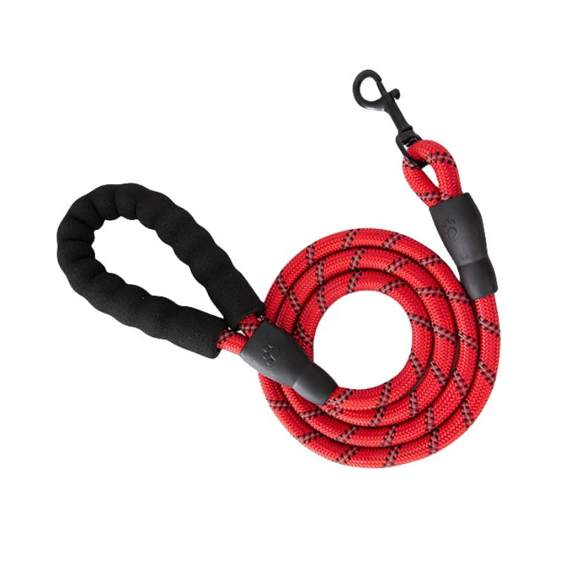 Reflective Padded Handle Dog Leash - Heavy-Duty Double Rope, 1.5 m (4.9 ft) for Small to Large Dogs