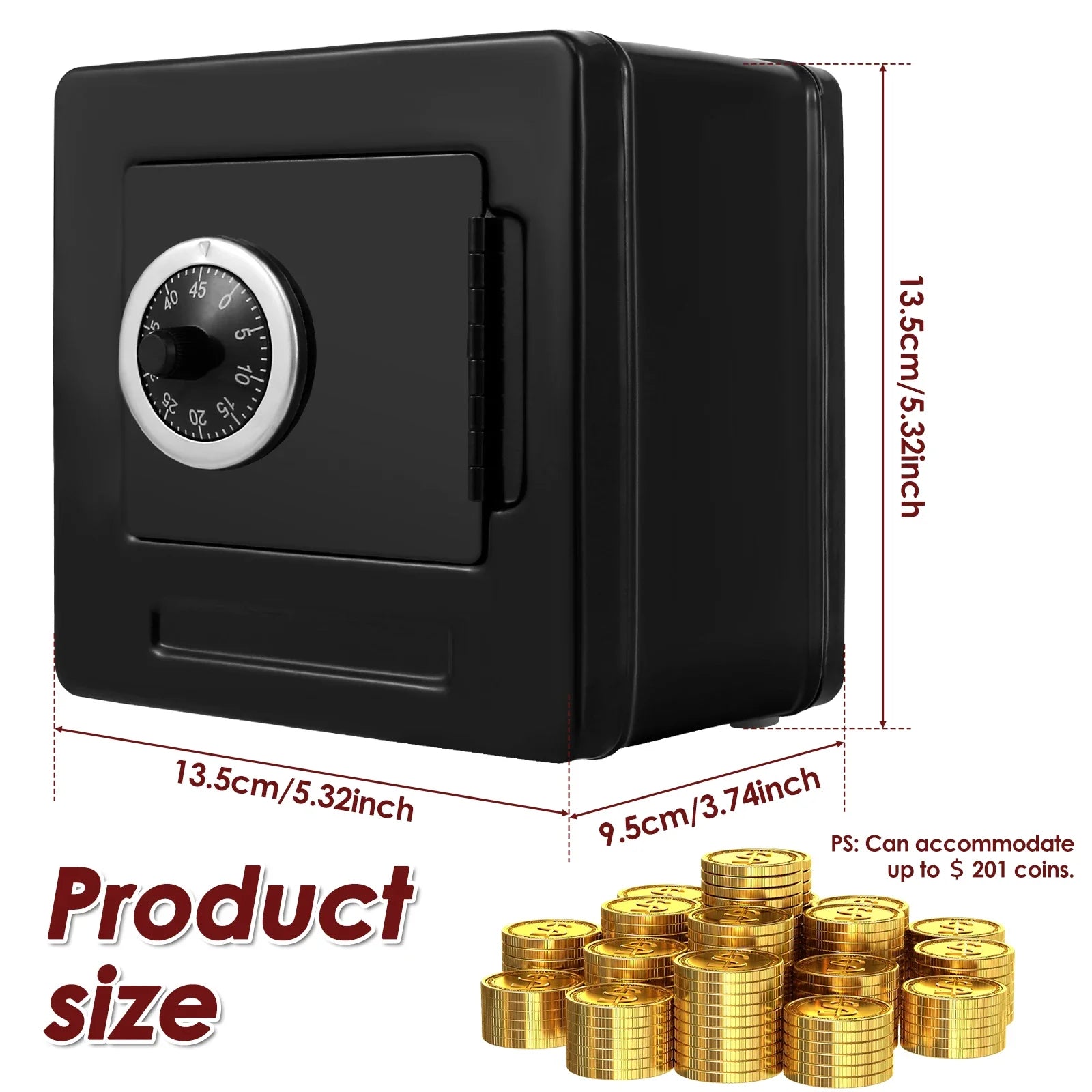Carbon Steel Combination Lock Piggy Bank — Reusable Password Coin Safe for Kids & Adults