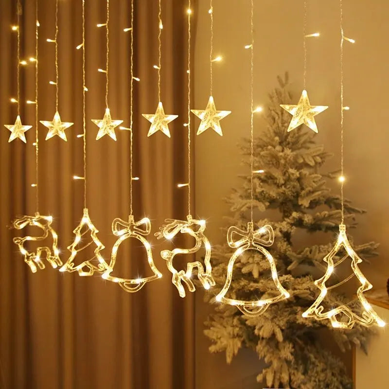 LED Fairy Curtain String Lights - 2.5m (8.2ft) x 0.8m (31.5in), Warm White & Rainbow, Waterproof Holiday Party Wedding Decor