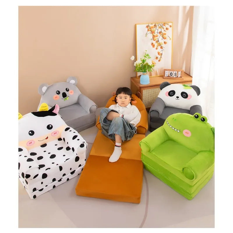 Kids Folding Sofa Bed – Convertible Toddler Seat & Nap Couch with Removable Washable Cover