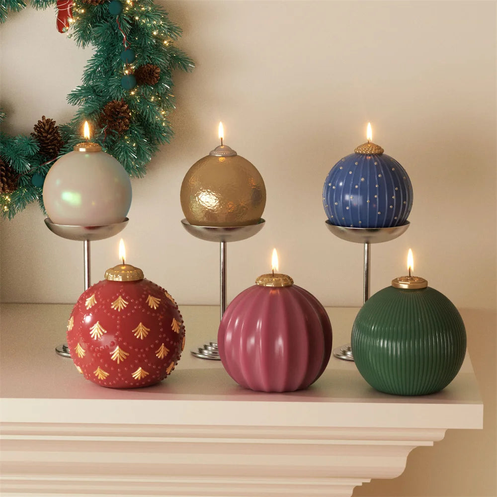 DIY Christmas Bauble & Tree Candle Silicone Mold Set, 3 Sizes, Platinum Silicone for Scented Candle Making
