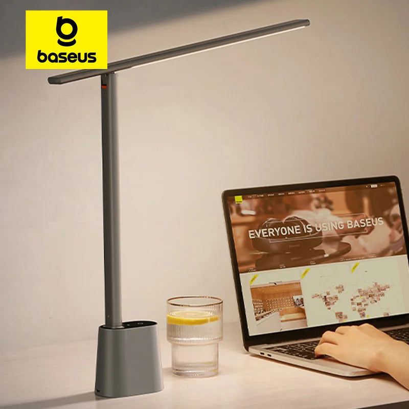 LED Desk Lamp Eye Protection Dimmable Foldable Rechargeable Table Lamp Smart Adaptive Brightness Bedside Reading Light