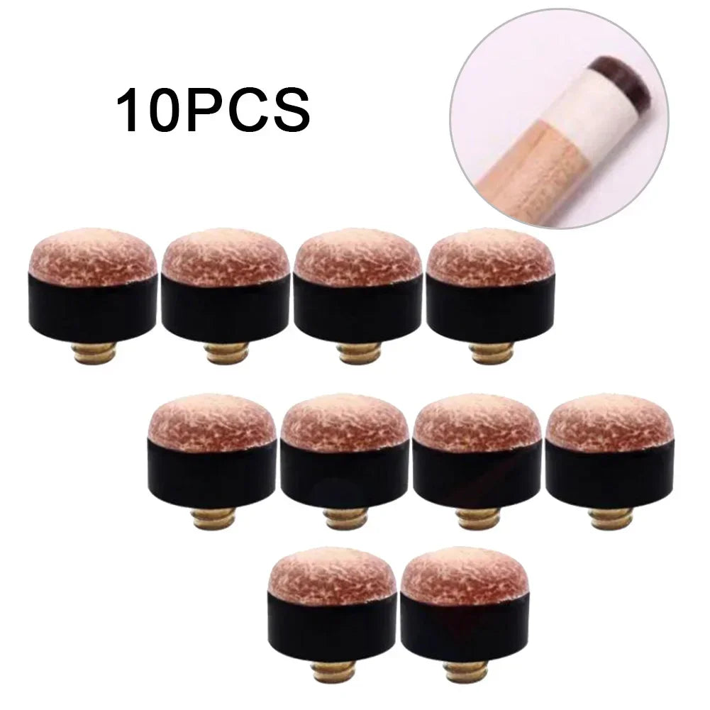 5/10 Pack Screw-In Pool Cue Tips 10mm-13mm (0.39-0.51 in) Snooker Billiards Replacement Leather Tips