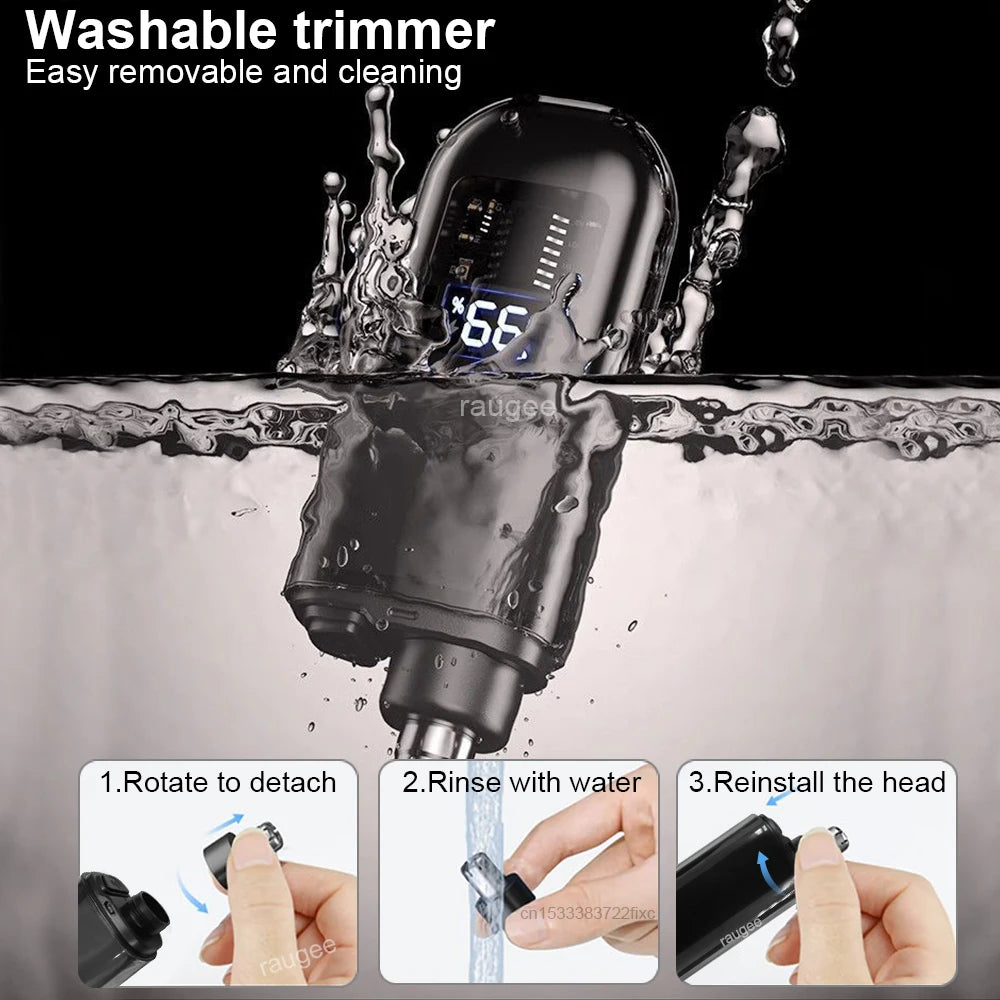 USB-C Rechargeable Nose & Ear Hair Trimmer - Mini Wet/Dry Dual-Blade Travel Groomer