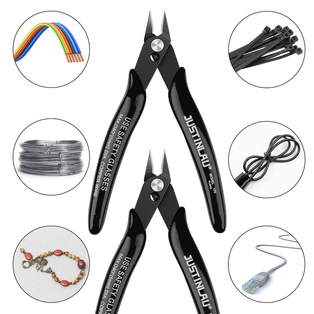 2-Pack Mini Flush Cutting Pliers – Precision Diagonal Wire Cutters for Electrical & Metal Work, Left-Handed