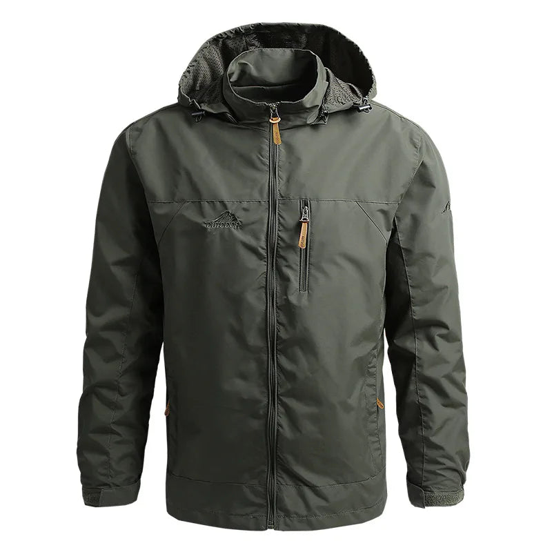 Men's Tactical Windbreaker Jacket - Waterproof Hooded Lightweight Outdoor Coat