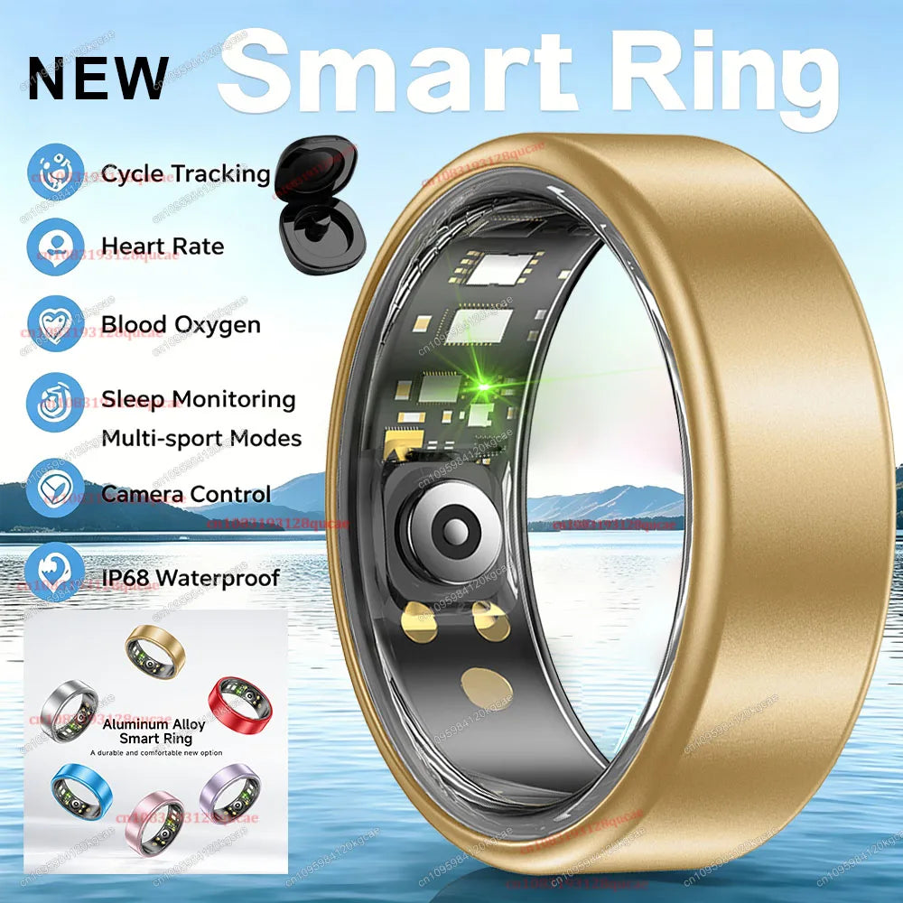 Smart Ring with Charging Case – Unisex Health Tracker, Heart Rate & SpO2 Monitor, Sleep Tracking, IP68 Waterproof, Multi-Sport Modes, Multiple Sizes
