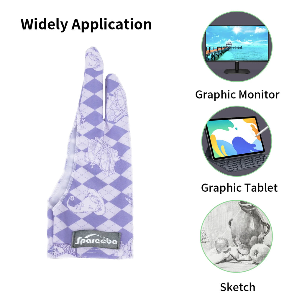 Two-Finger Drawing Glove for Graphics Tablets & Touchscreens – Sweatproof Artist Glove, Animal Print, Ambidextrous (S, M)
