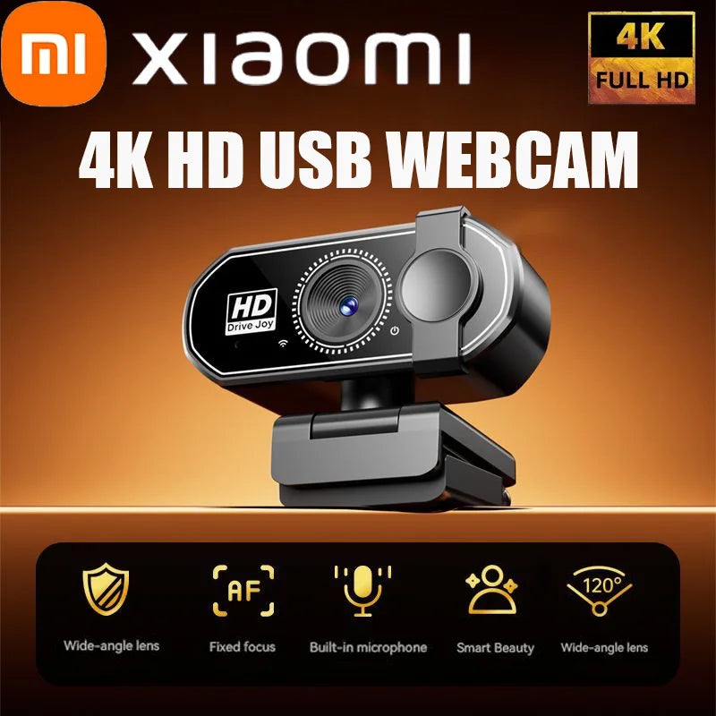 4K Autofocus Webcam with Dual Noise-Canceling Microphones, USB Streaming Webcam for PC & Laptop with Privacy Cover and Mount
