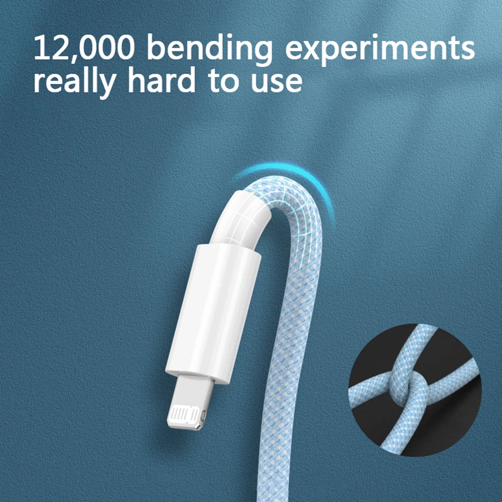 PD 20W USB-C to Lightning Fast Charging Cable for iPhone & iPad — Nylon Braided 3A, 480Mbps, 1/1.5/2m (3.3/5/6.6ft)