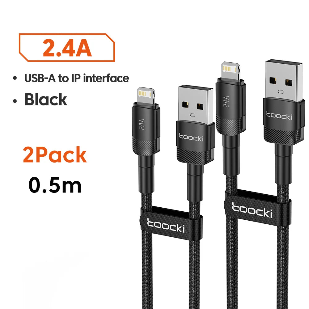 USB-A to Lightning Fast Charging Cable for iPhone & iPad — 2.4A Aluminum Alloy Data Sync Cord