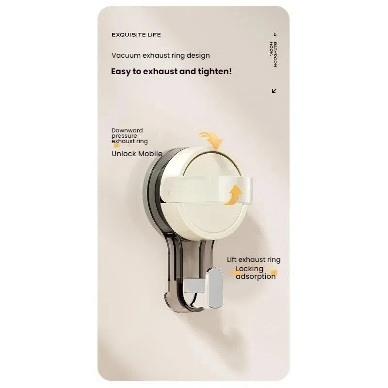 Strong Suction Cup Traceless No-Drill Adhesive Hook for Bathroom, Kitchen, Door, Toilet