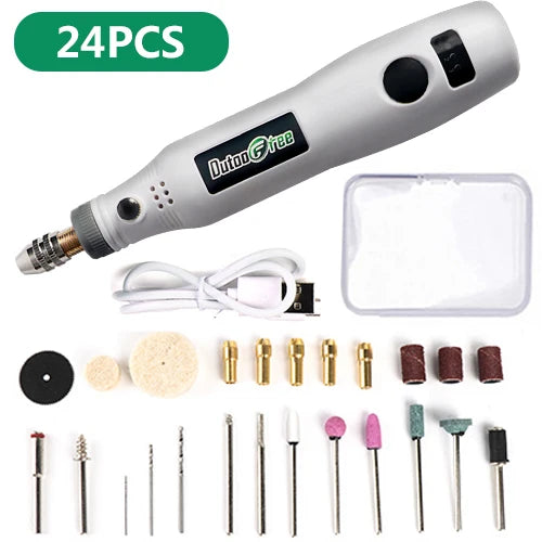 3-Speed USB Cordless Rotary Tool Mini Electric Engraving Drill Pen with Accessories