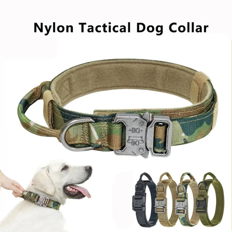 Tactical Dog Collar with Quick-Release — Adjustable Nylon Training Collar for Medium to Large Dogs, M/L/XL (14–25 in / 36–63 cm)