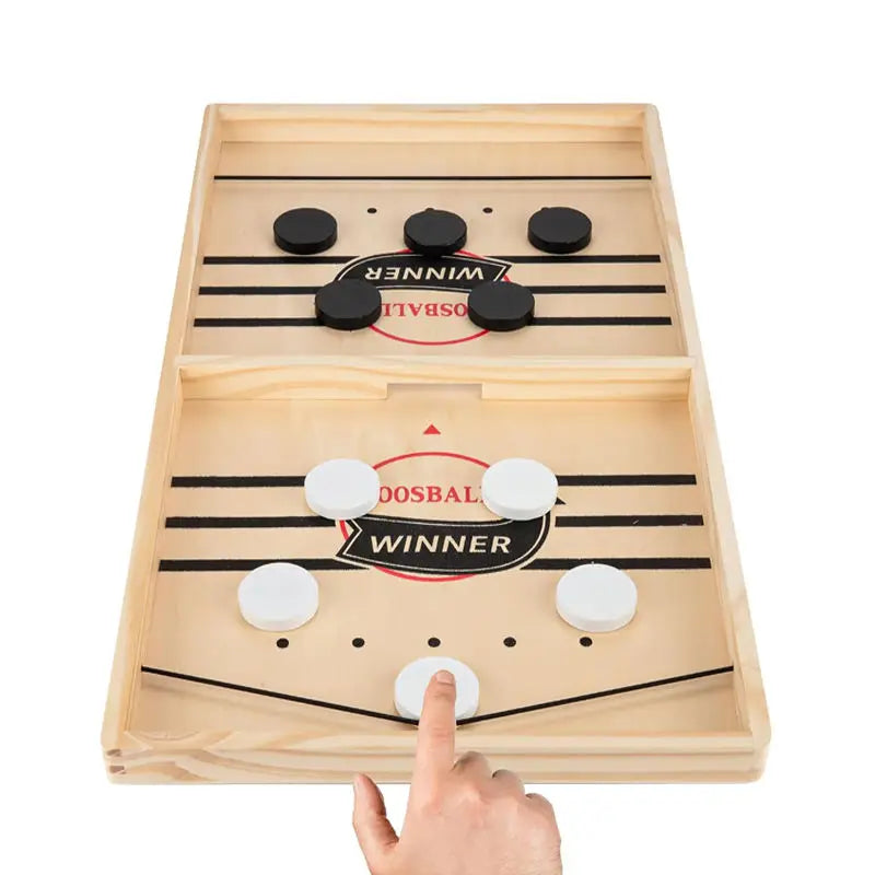 Wooden Multi-Game Tabletop Set – Catapult Chess, Foosball & Table Hockey – Family Interactive Board Game for Kids & Adults, Ages 4+