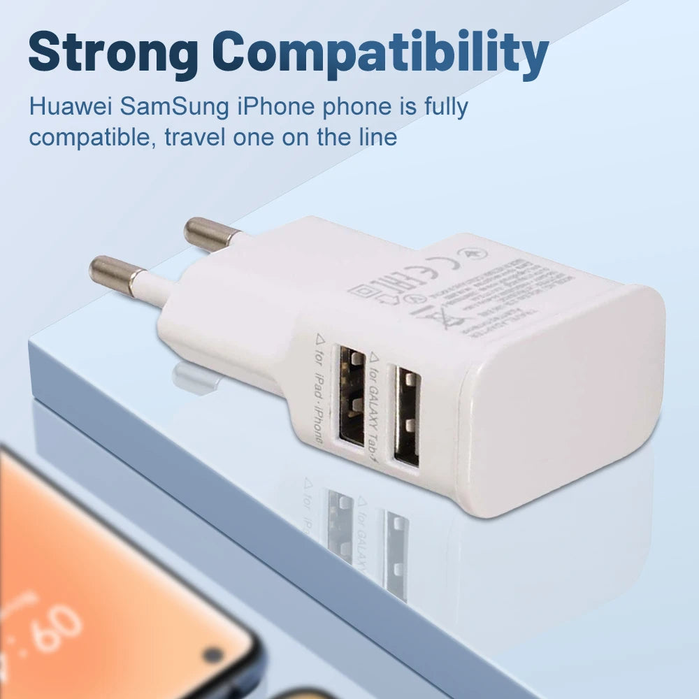 Universal 5V 2A USB AC Adapter Charger – AC 100–240V to DC 5V Power Supply (EU/US/UK Plug)