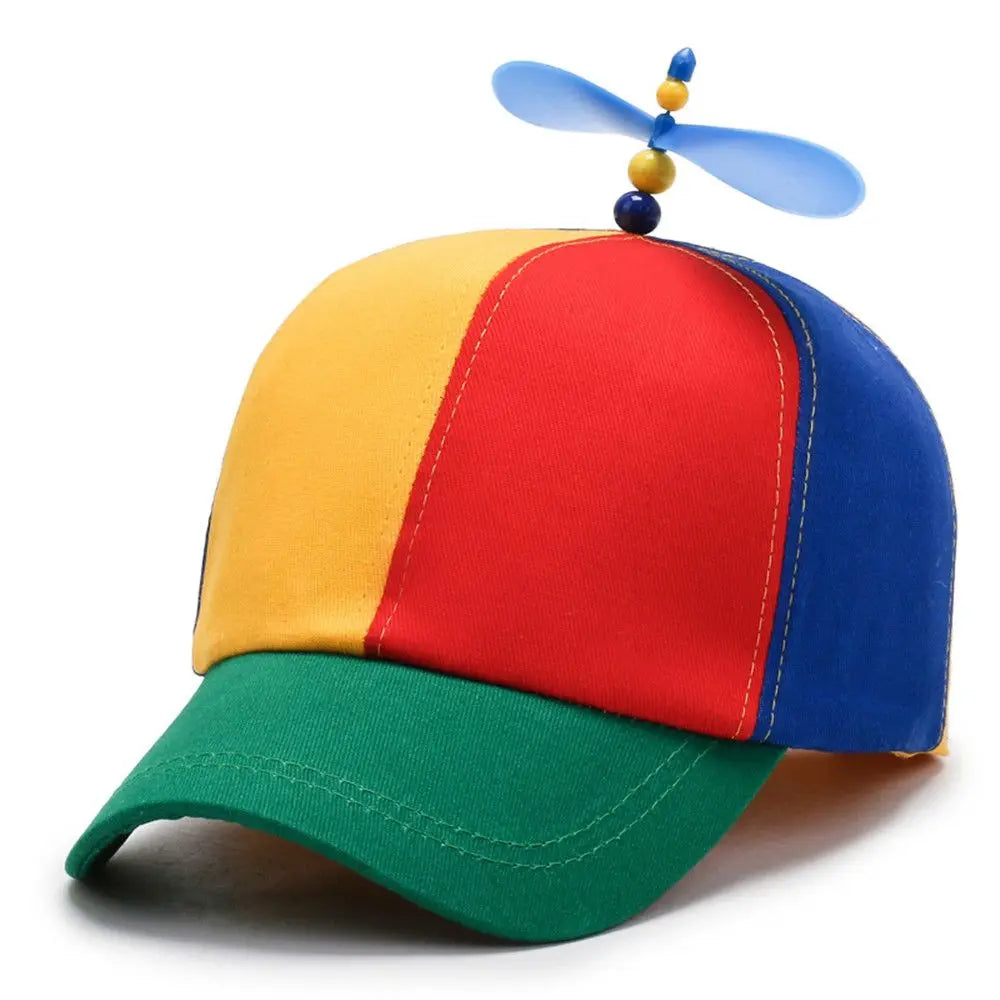 Helicopter Propeller Snapback Hat - Rainbow Windmill Baseball Cap, Adjustable Novelty Dad Hat for Kids & Adults
