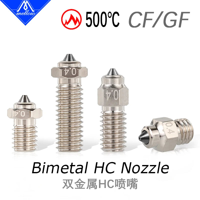 DLC Hardened Steel Tip Copper Bimetal Nozzle – Wear-Resistant High-Conductivity 3D Printer Nozzle for V6 Volcano MK8 Neptune4 K1 Hotends