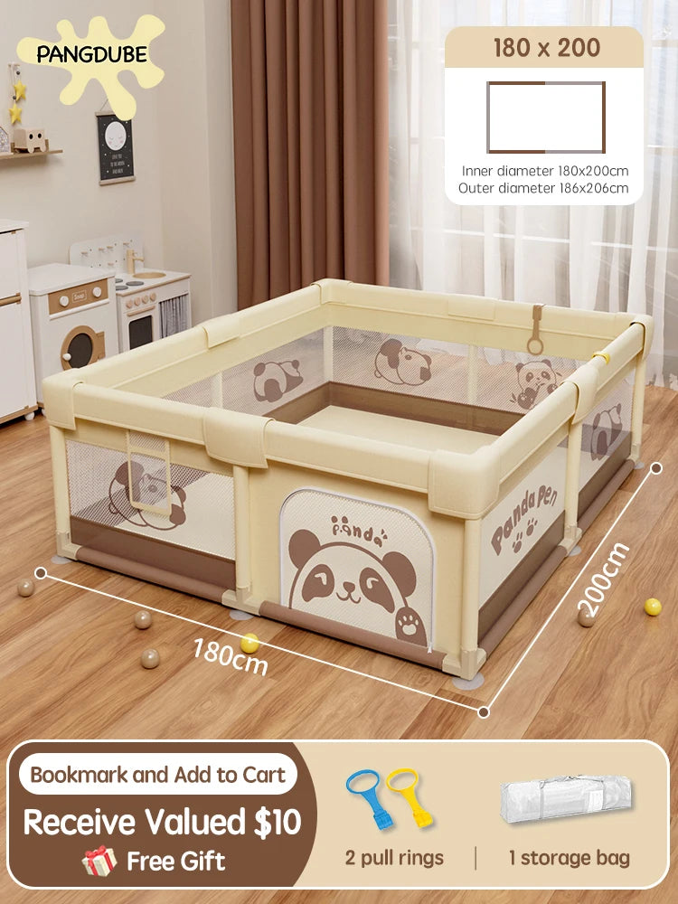 Panda Baby Playpen Kids Play Fence & Activity Gym — 4 Sizes (59×70, 59×78, 70×78, 78×78 in | 150×178–198×198 cm)