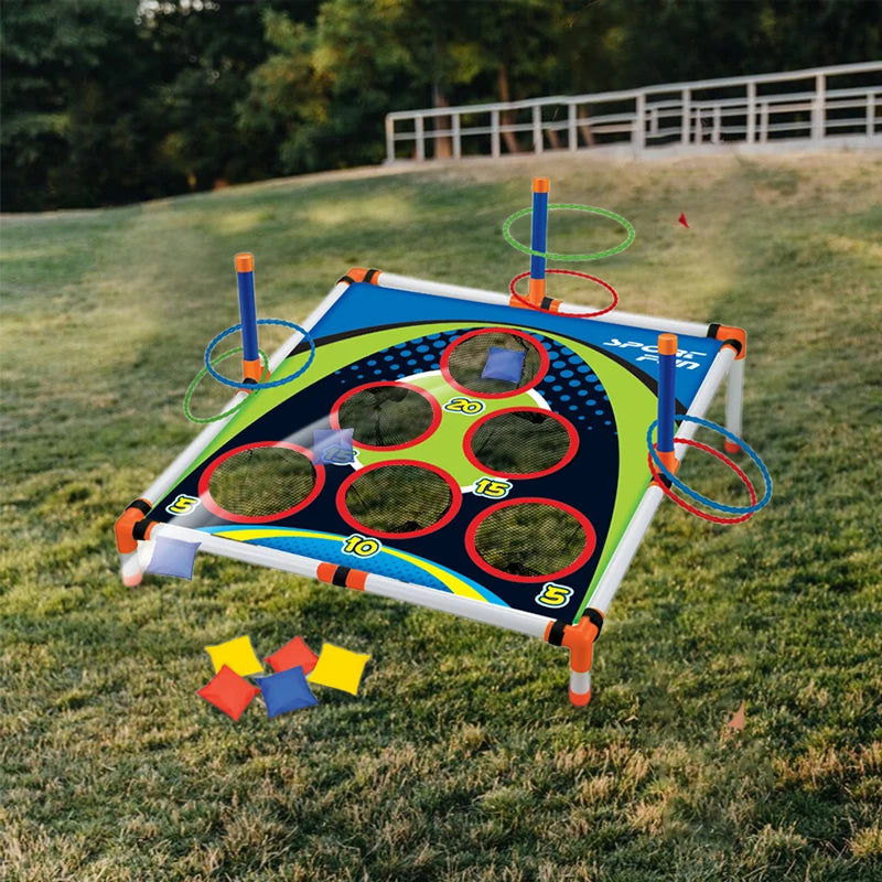 Portable Cornhole Toss Board Set – Easy Assemble Outdoor Yard Game for Kids & Adults 27.9 x 27.9 x 18.3 in (71 x 71 x 46.5 cm)