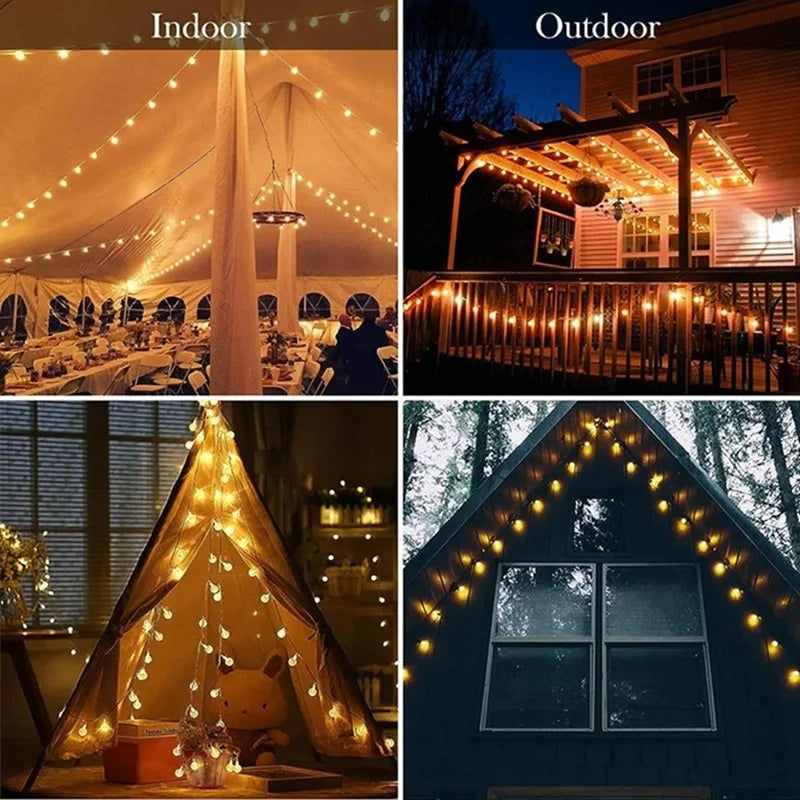 Battery Operated LED Crystal Ball String Lights – 10/20/40/80 LED, 1–10 m (3–33 ft) Fairy Garland for Holiday, Christmas & Home Decor