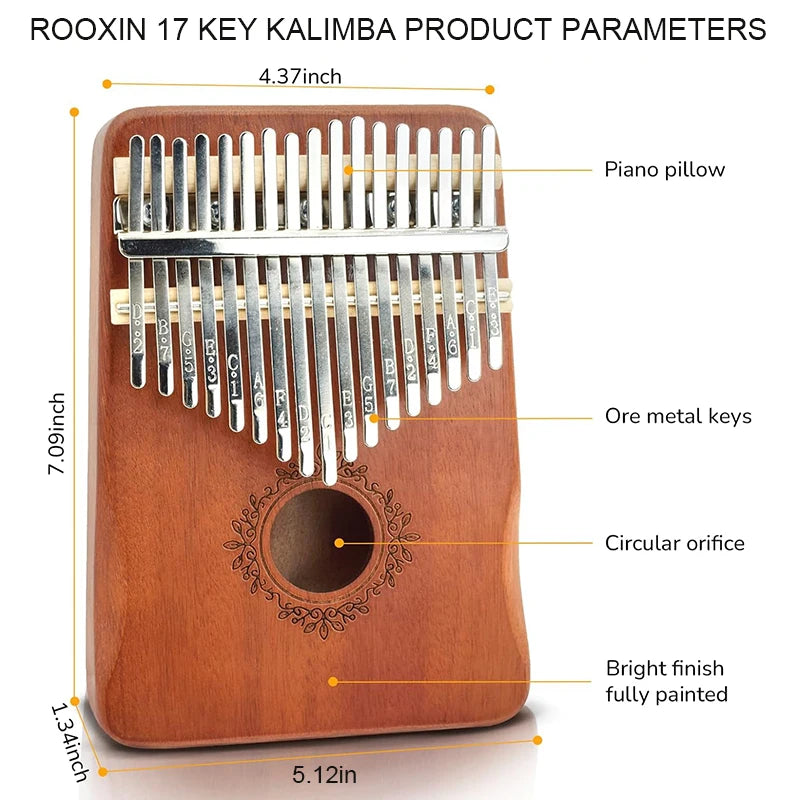 17 & 21-Key Kalimba Thumb Piano Finger Piano — Mahogany Mbira with Tuning Kit for Beginners