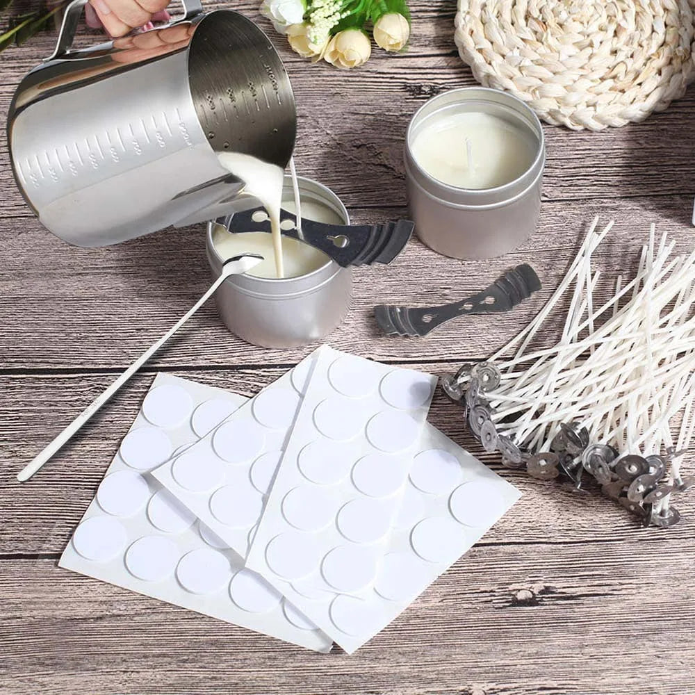 Pre-Waxed Cotton-Core Candle Wicks with Metal Sustainer Tabs, 100-Pack, 1.0–7.9 in (2.6–20 cm) for DIY Candle Making