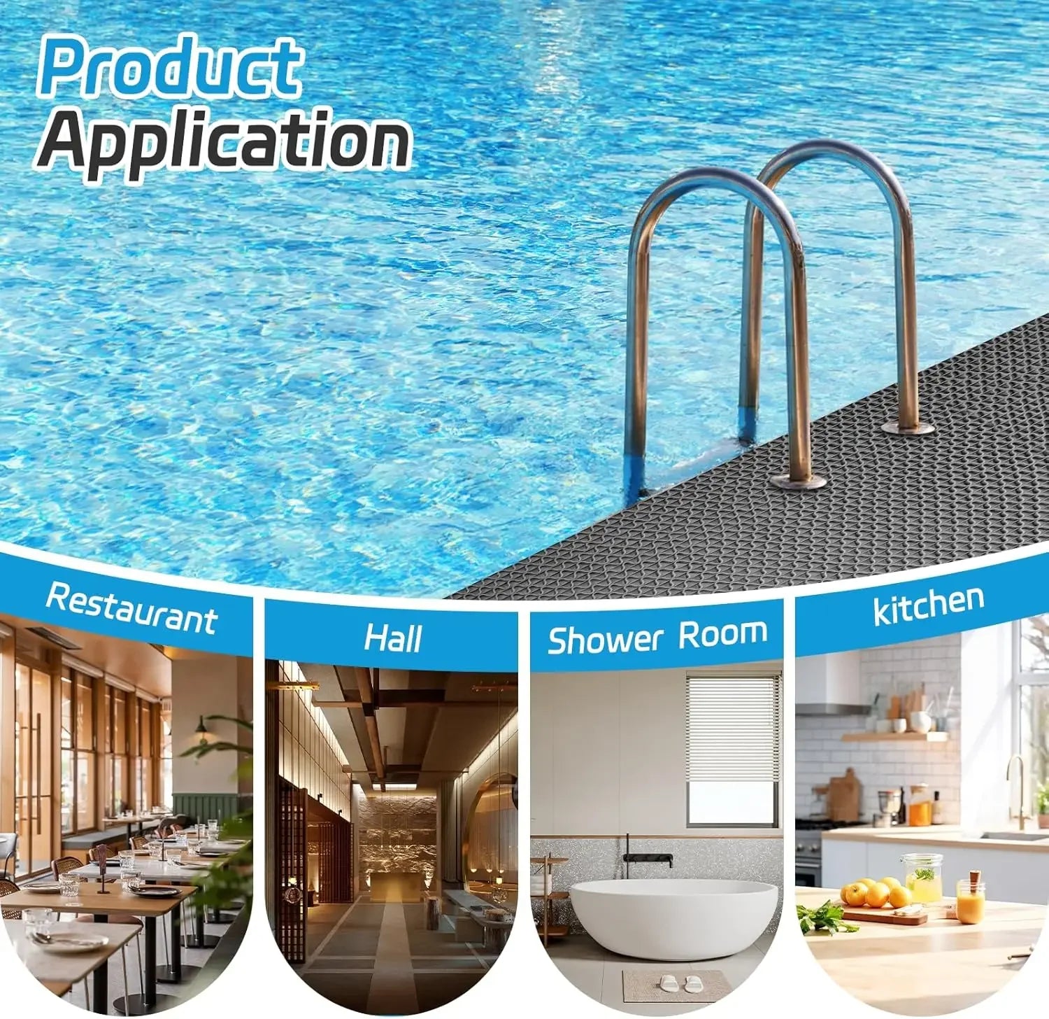 PVC Non-Slip Floor Mat – Waterproof Anti-Slip Bath, Kitchen & Pool Mat