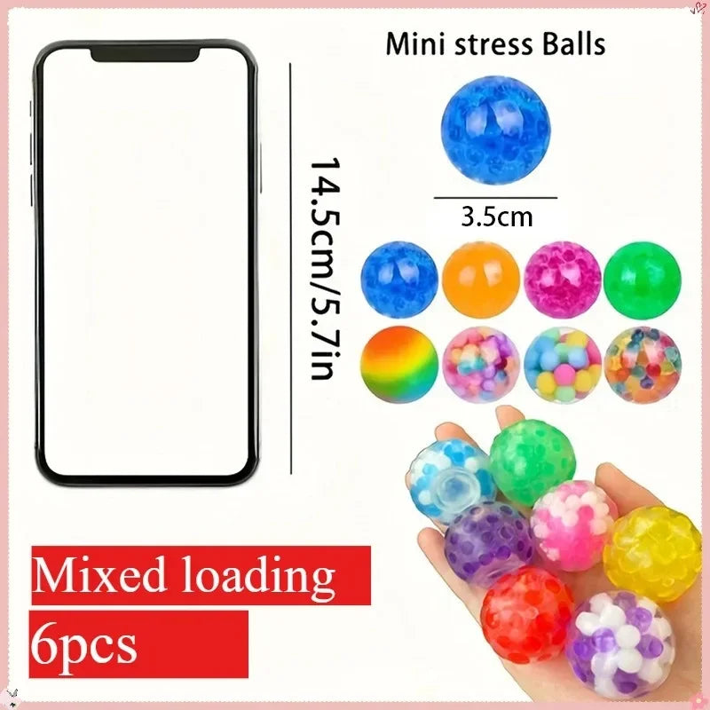 Rainbow 6-Pack Mini Squeeze Stress Balls for Kids & Adults view 7