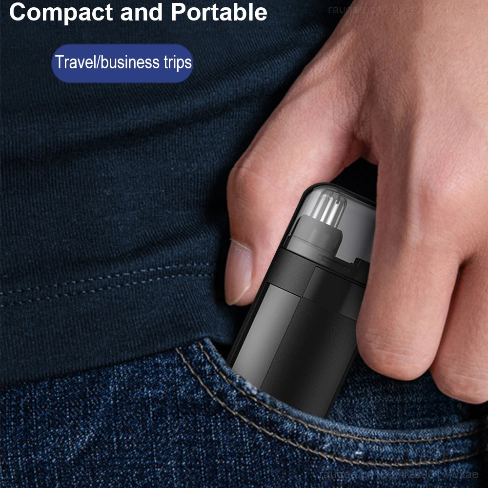 USB Rechargeable Nose & Ear Hair Trimmer - Portable Electric Mini Rotary Dual-Blade Nose Hair Remover
