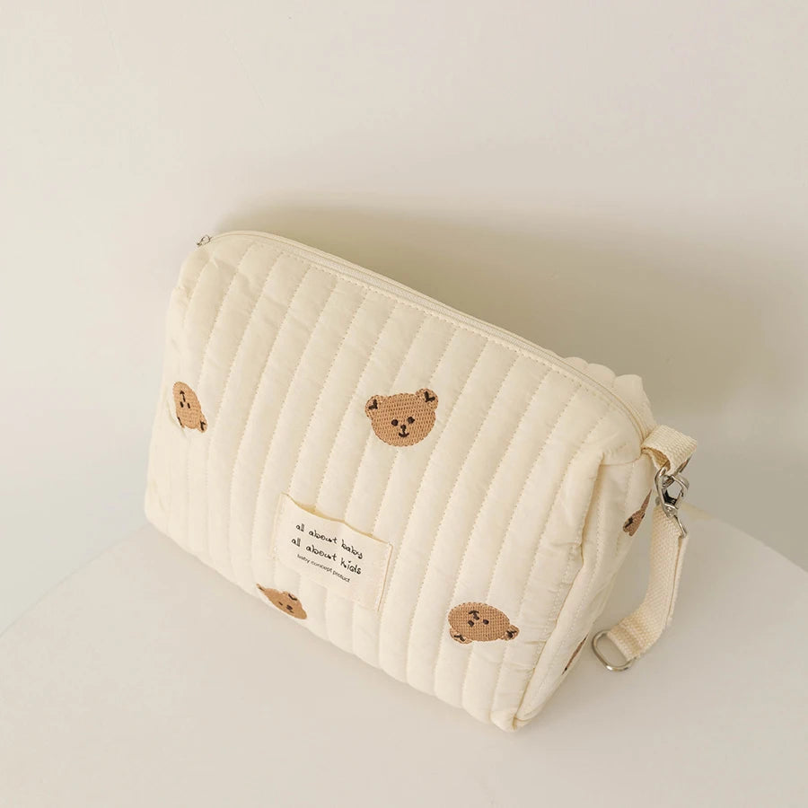 Cute Embroidered Floral Mommy Diaper Bag – Zippered Newborn Nappy Pouch & Stroller Organizer