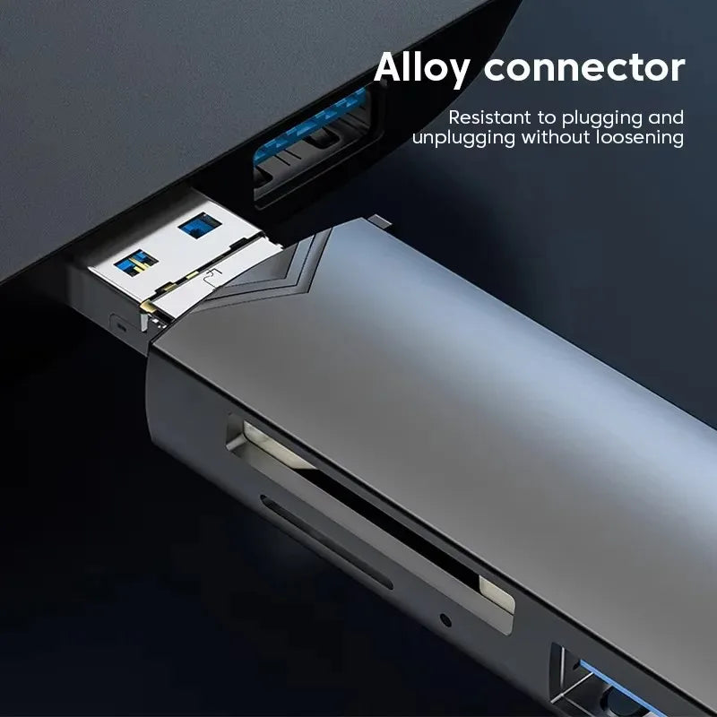 6-in-1 USB-C OTG Card Reader & USB 3.0 Flash Drive Adapter — SD / TF / MicroSD for Phone, Tablet, Laptop