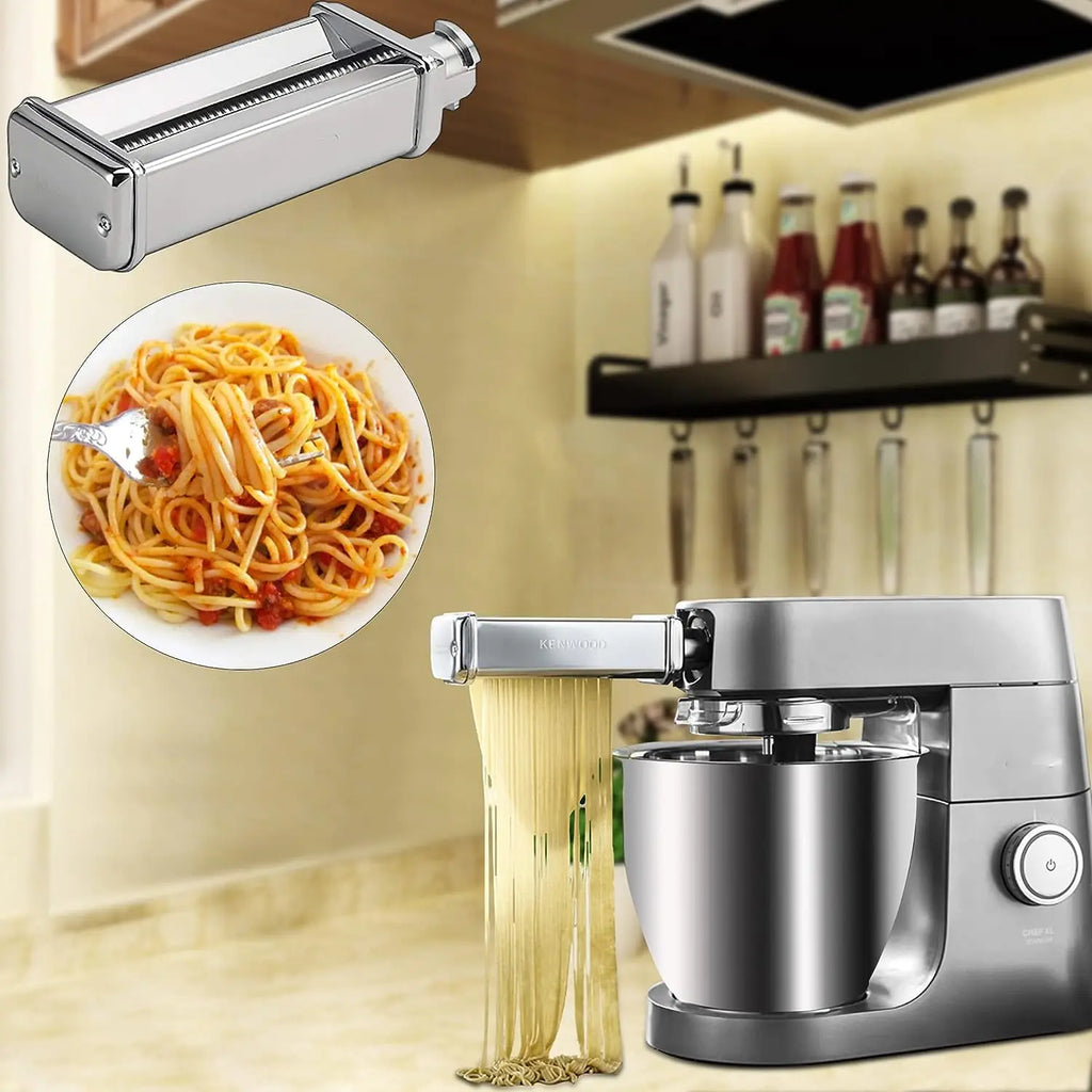 Pasta Cutter & Meat Grinder Attachment Kit for Stand Mixers – Fettuccine 6mm (0.24 in), Stainless Steel Grinder & Sausage Stuffer
