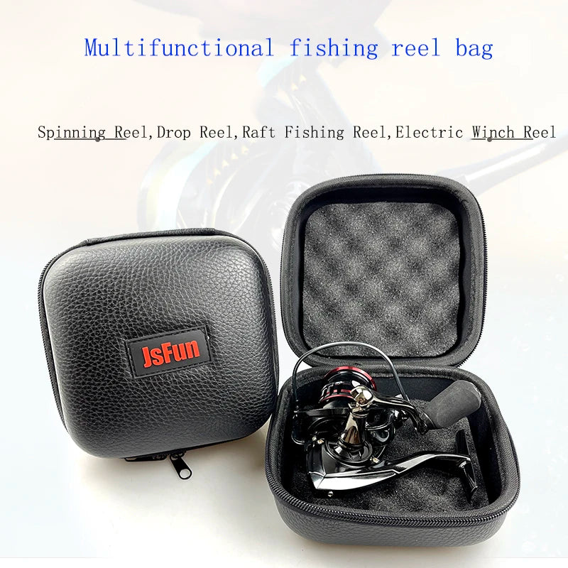 Spinning Reel Bag PU Case – Waterproof Shockproof Fishing Reel Storage (S/M/L, Fits 1–2 Reels)