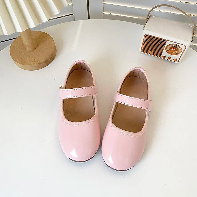 Girls Princess Patent Leather Flats – Soft Flexible Anti-Slip Casual Shoes, EU 27–36