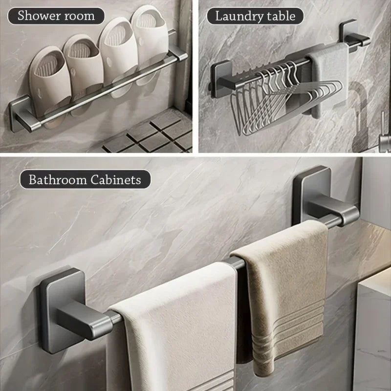 No-Drill Wall Mounted Aluminum Towel Rack for Bathroom & Kitchen Horizontal Bar 50-60 cm (19.7-23.6 in)