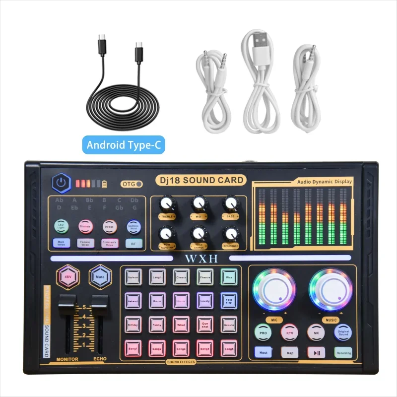 External Sound Card Studio Mixer with Noise-Reduction Microphone for Live Streaming, TikTok, Podcasting