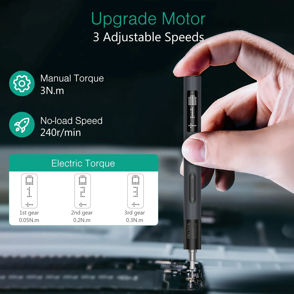 50-in-1 Cordless Precision Electric Screwdriver Kit, 3-Speed Torque Adjustable with Magnetic Phillips and Torx Bits for Phone Laptop Watch PC