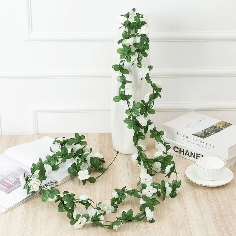 250 cm (98.4 in) Rose Artificial Flower Garland – Faux Rose Vine for Wedding, Christmas, Home & Garden Arch Decor