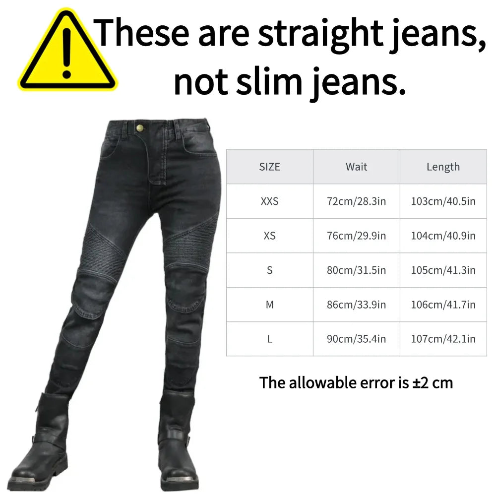 Women's Motorcycle Riding Jeans - Protective Moto Pants, Waterproof & Windproof Touring Trousers