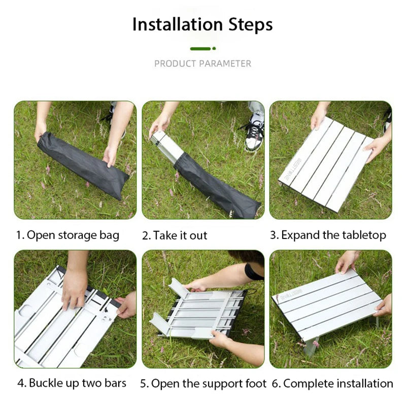 Lightweight Mini Roll-Up Aluminum Table – Portable Foldable Camping, Backpacking, Picnic, Fishing & BBQ Table